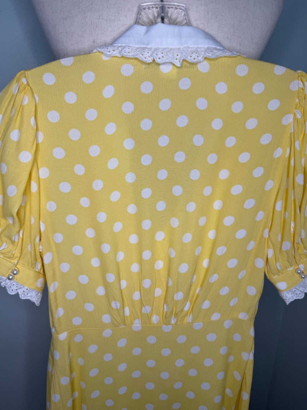 NWOT Kimchi Blue Urban Outfitters Yellow Polkadot Collared Dottie Mini Dress S - Picture 6 of 14